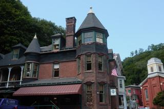 An old building with multiple turrets.