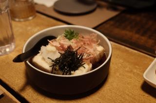 Agedashi tofu in a small ceramic bowl.