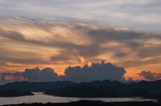Sunset through multiple layers of clouds