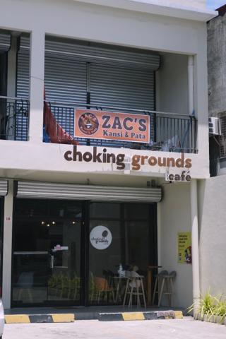 A coffee shop with the unfortunate name of “Choking Grounds”.