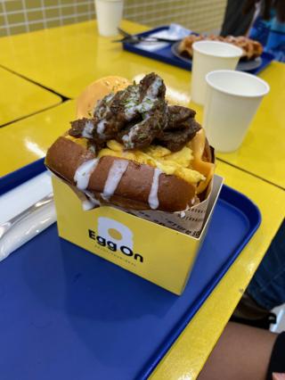 Breakfast sandwich from a cafe called Egg On.