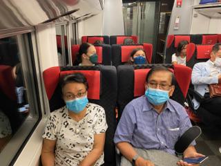 View from inside a JR Express train car.