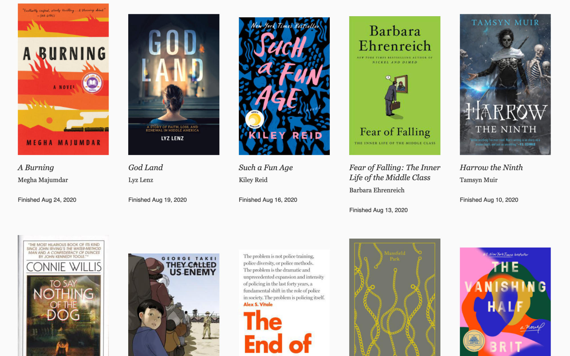 Books List Grid, 160px per cell Grid layout of books, with five books per row.