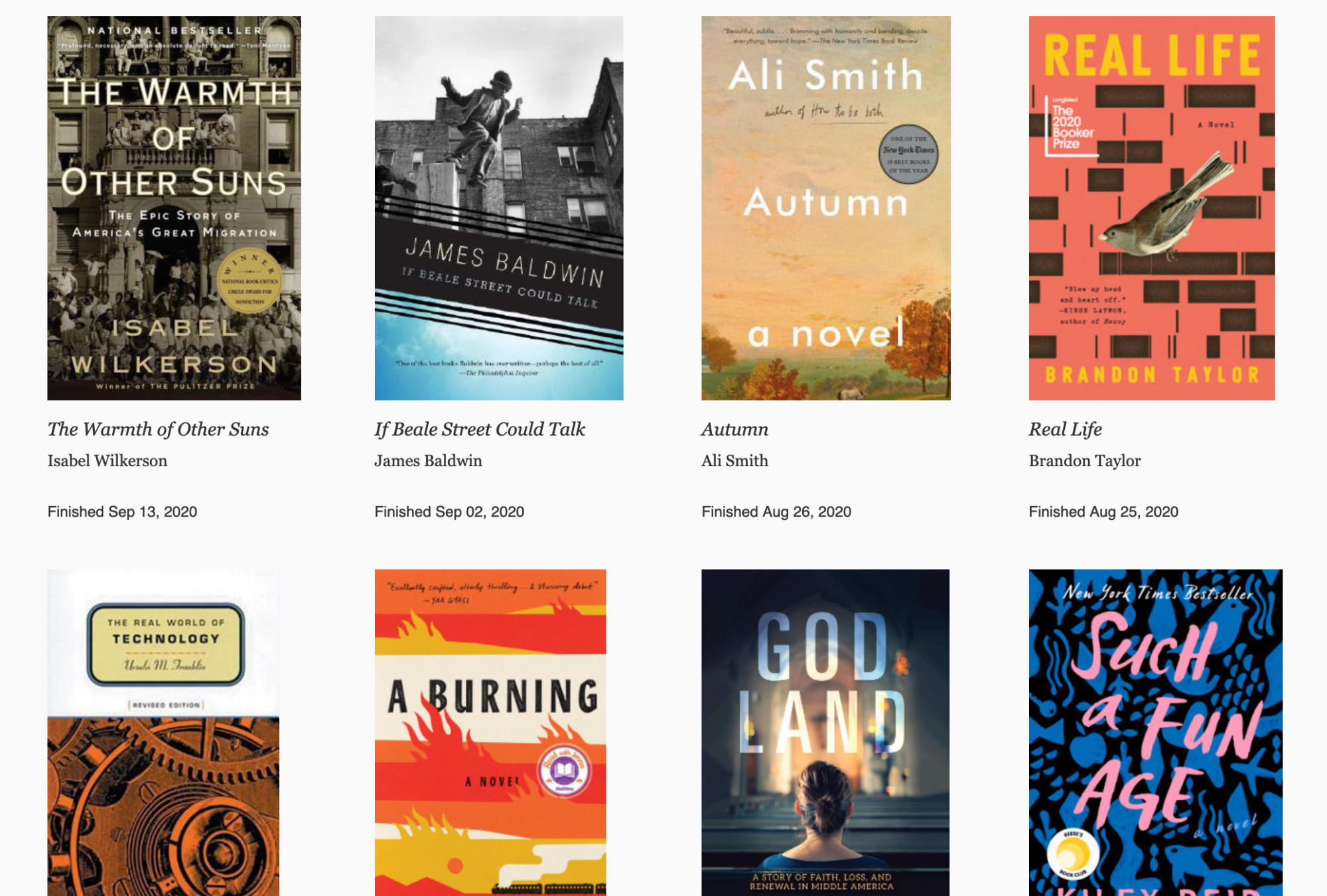 Books List Grid, 180px per cell Grid layout of books, with five books per row.