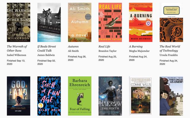 Grid layout of books, with each book consistently-sized but with cropping on some items.