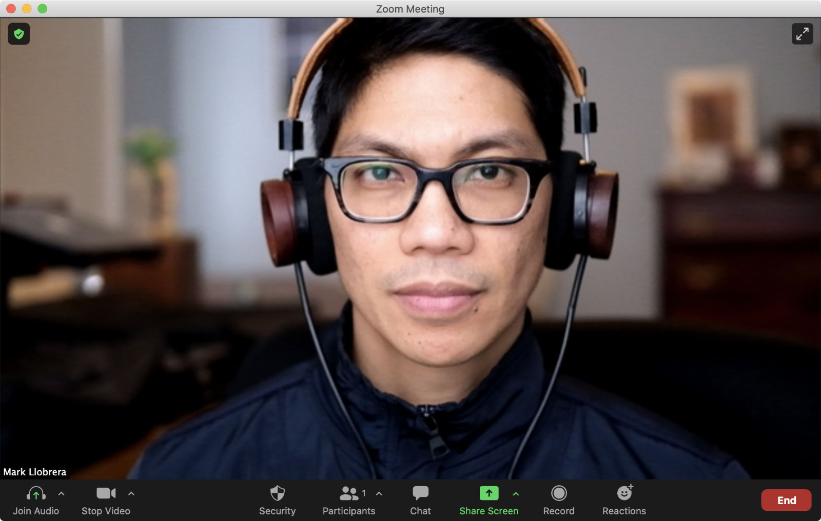 Zoom face. A screenshot from within Zoom.