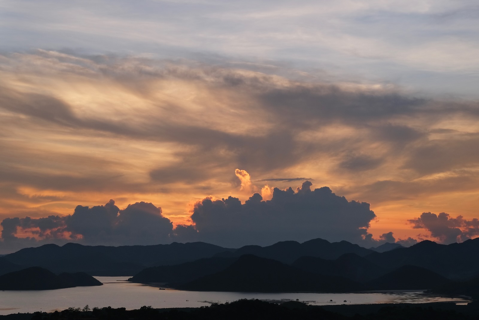 Sunset through multiple layers of clouds