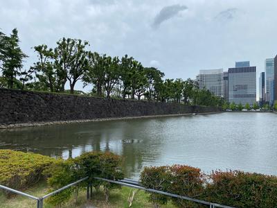 A moat in front of a stone wall around Tokyo’s Imperial Palace.