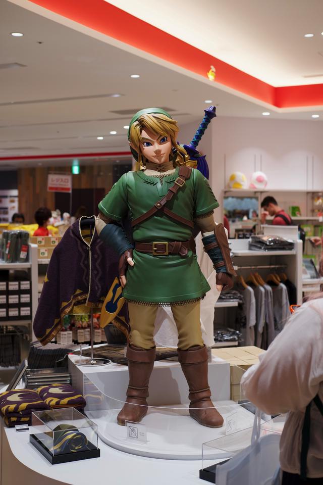 A giant figure of Link from the Legend of Zelda.