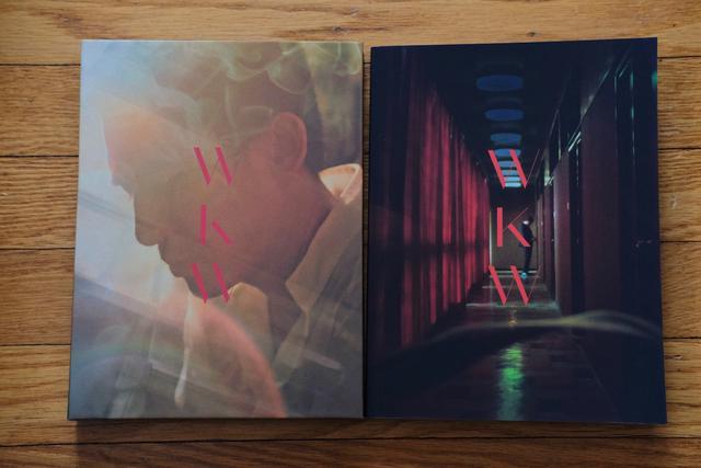 Side-by-side shot of the disc booklet and book for WKW box set.